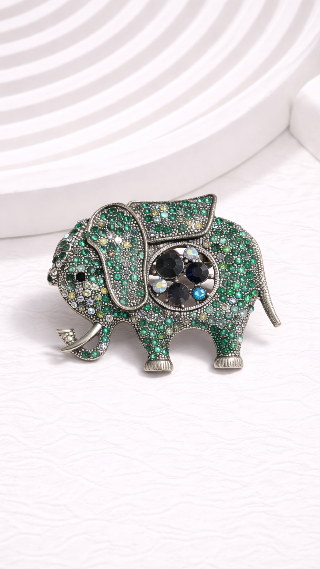 Crystal Elephant Statement Brooch Pin