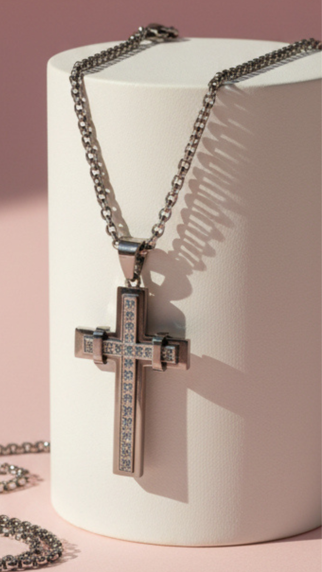 Stainless Steel Silver Cross Symbolic Necklace