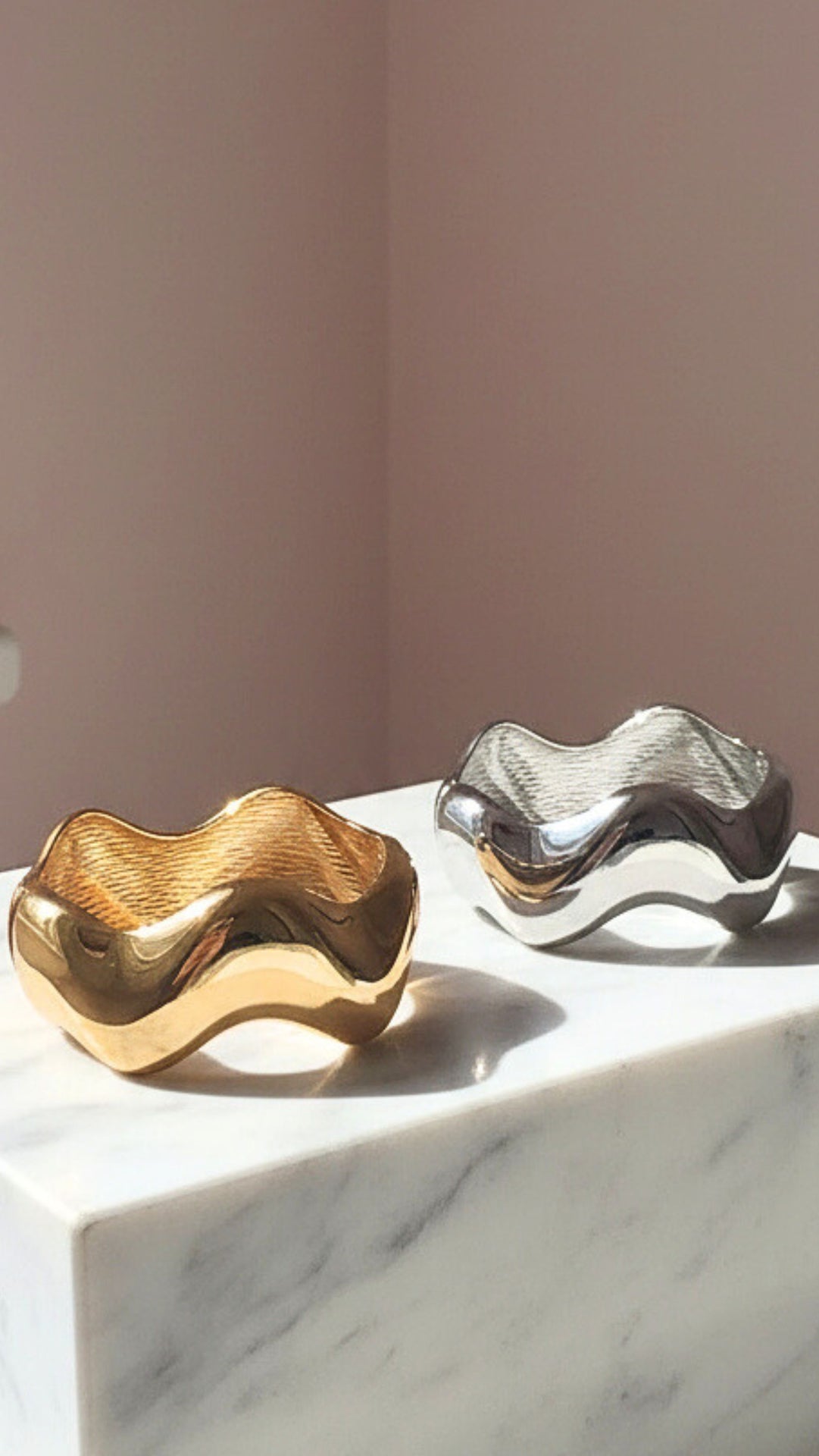 Chunky Melted Wavey Statement Cuff Bangle
