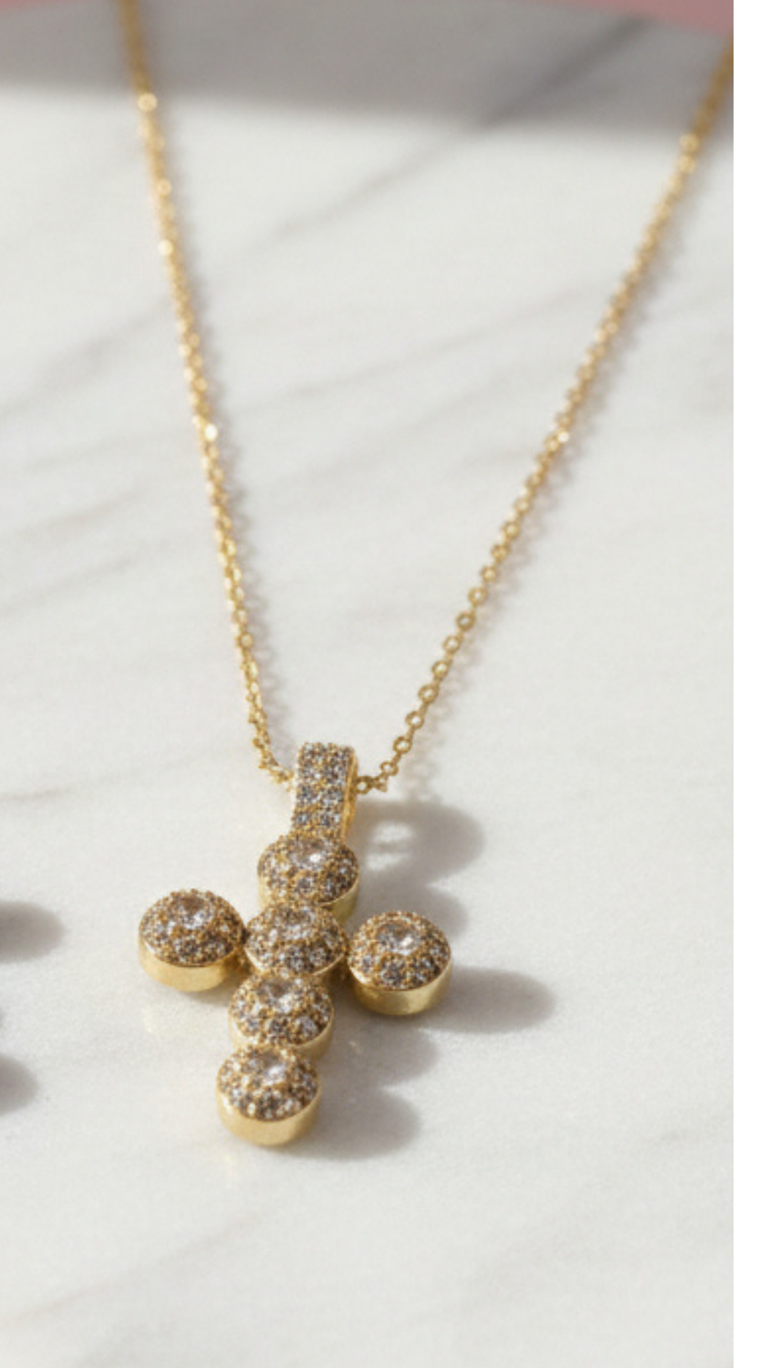 Stainless Steel Oval Crystal Cross Necklace