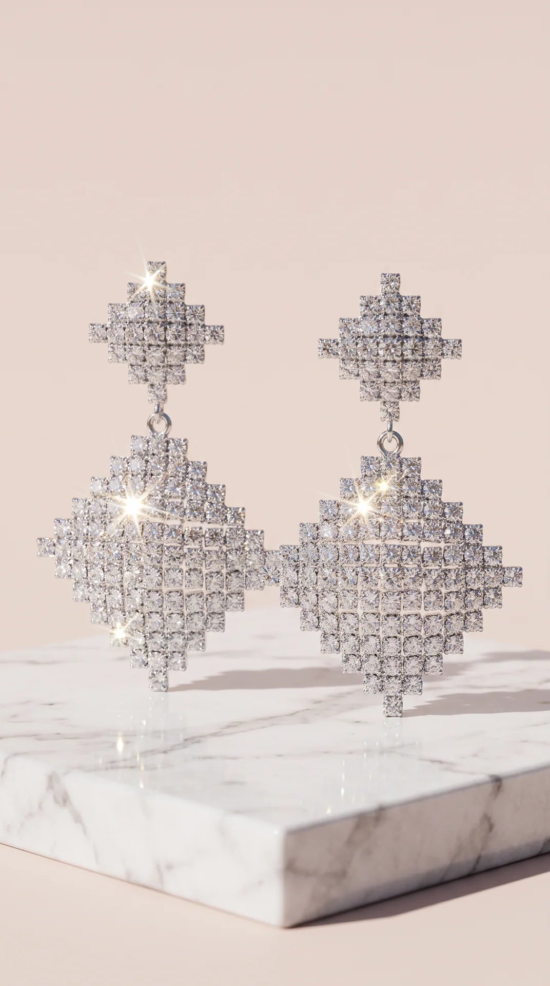 Tiered Crystal Rhombus Drop Earrings