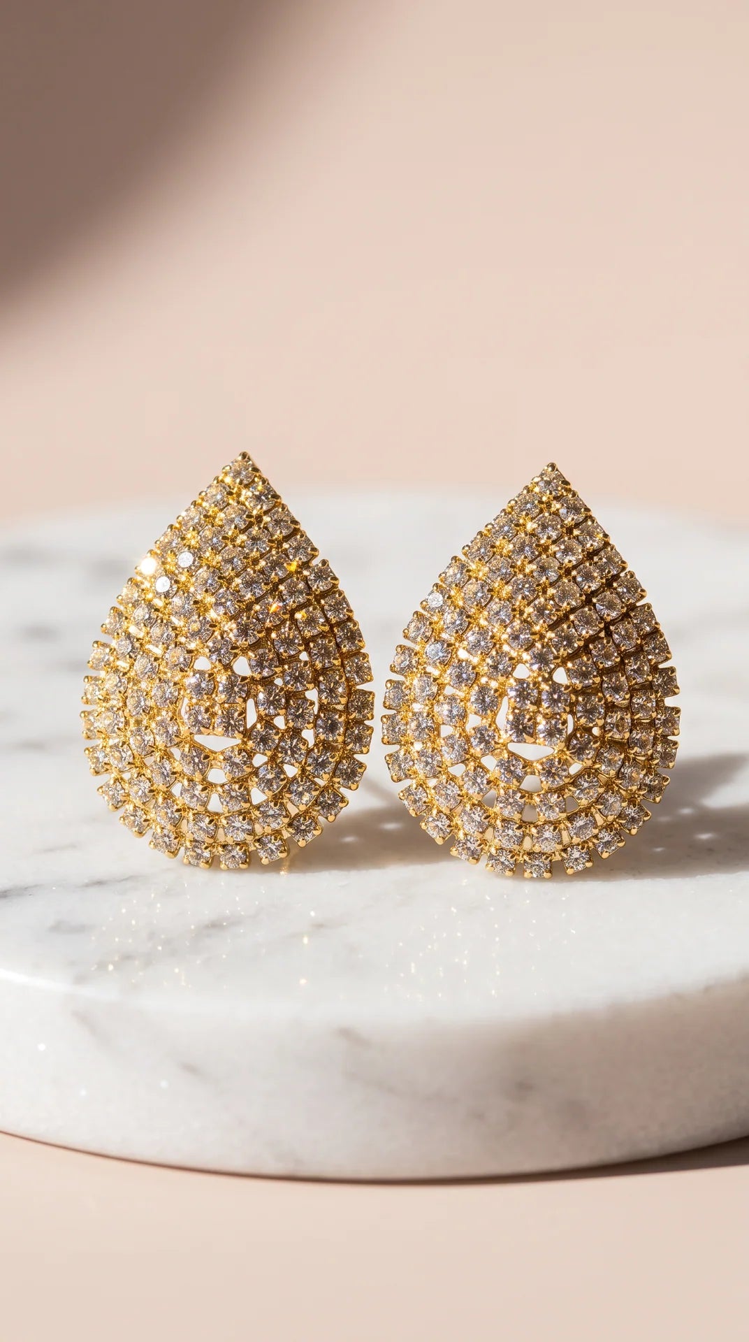 Pavé Crystal Teardrop Statement Stud Earrings