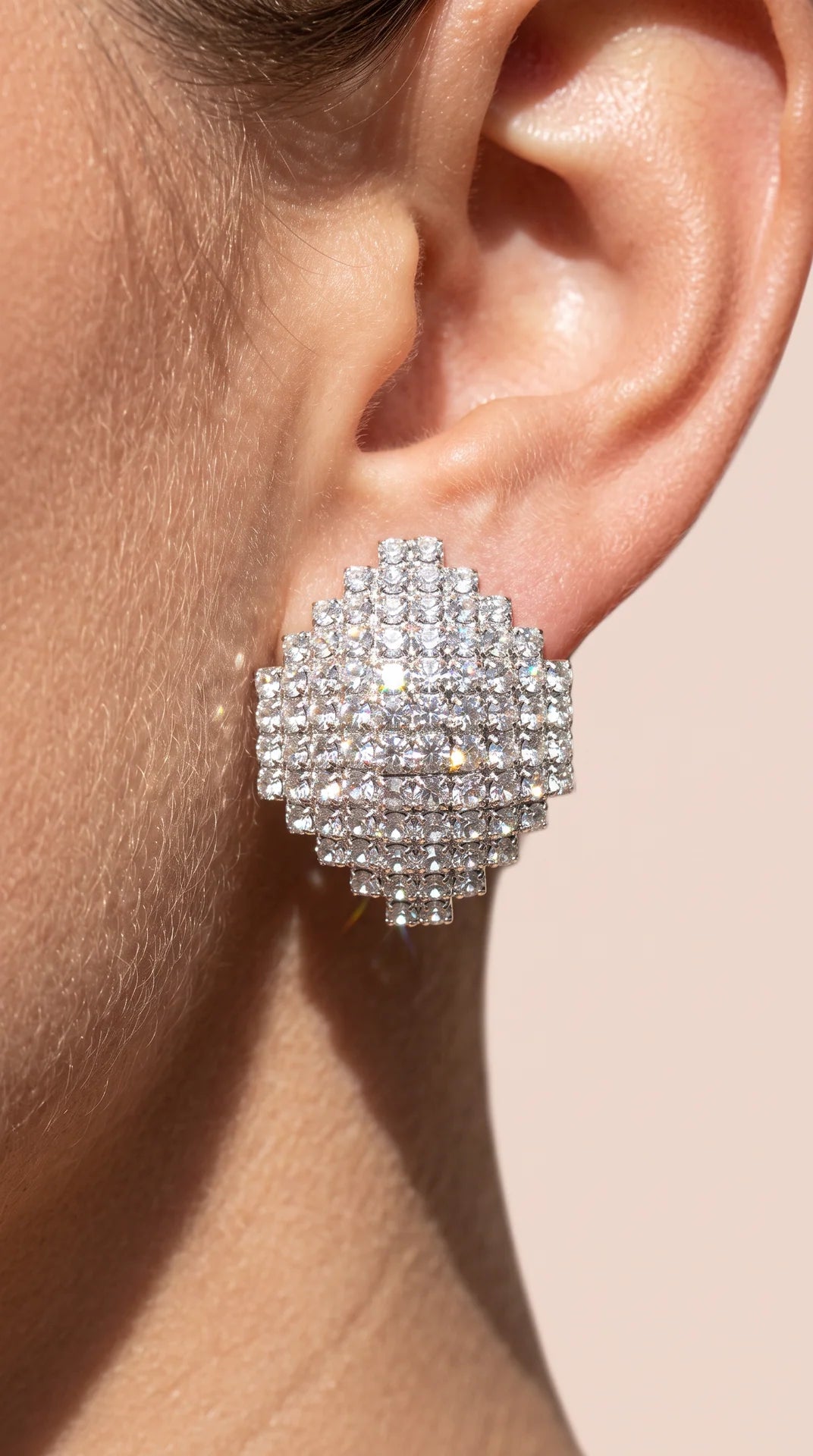 Pavé Crystal Rhombus Statement Stud Earrings