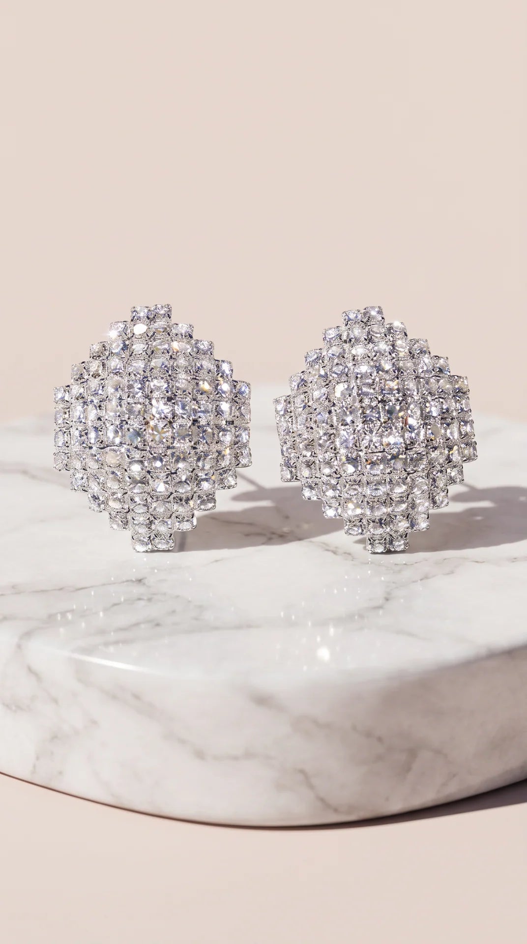 Pavé Crystal Rhombus Statement Stud Earrings