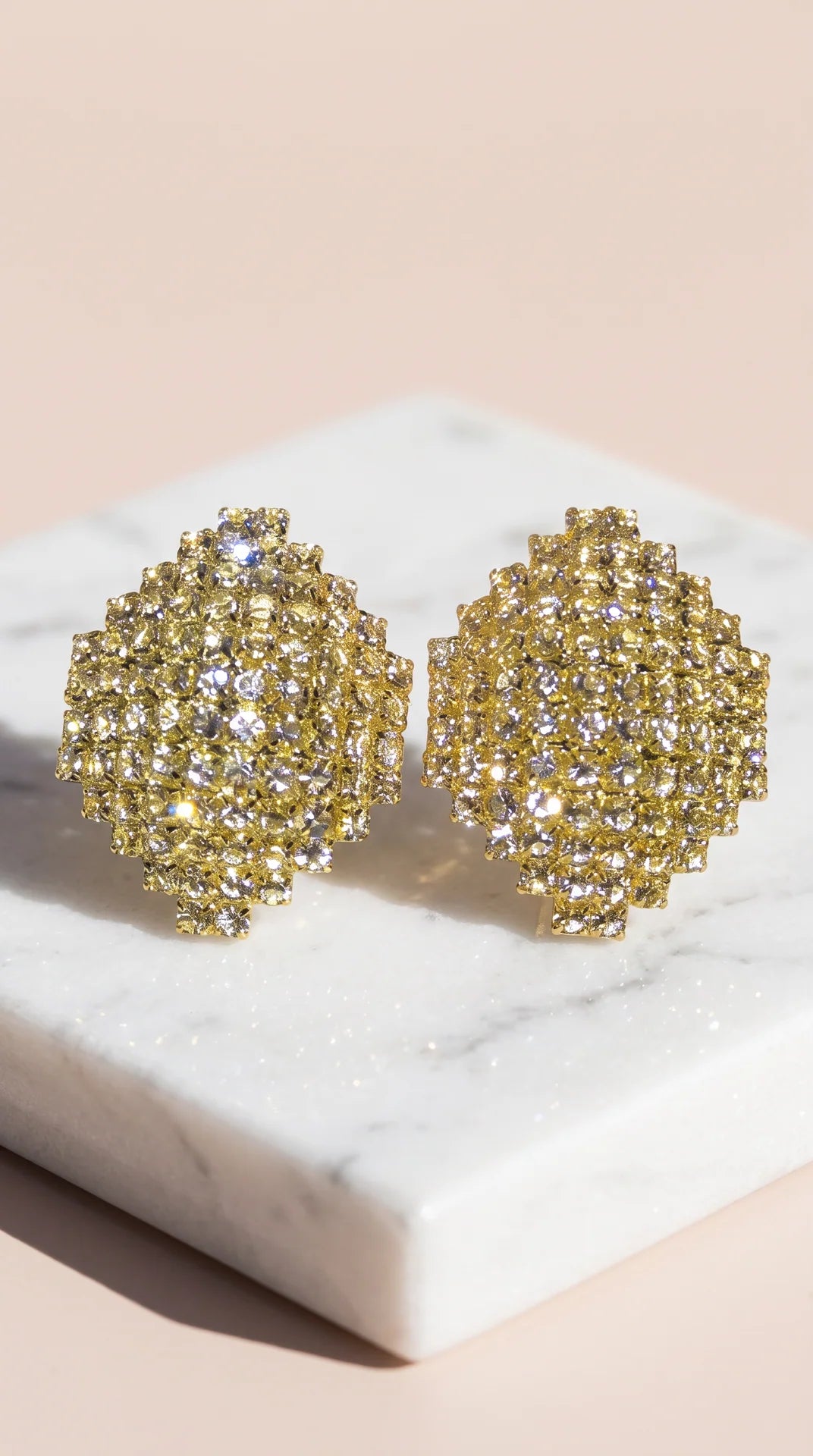 Pavé Crystal Rhombus Statement Stud Earrings