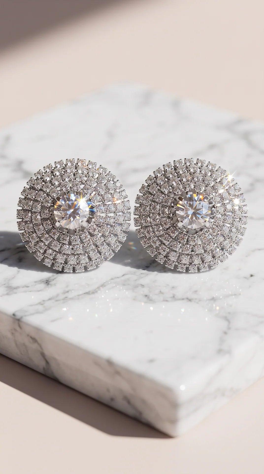 Concentric Pavé Crystal Dome Cluster Stud Earrings