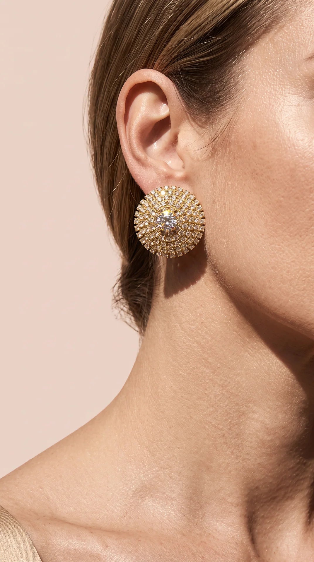 Concentric Pavé Crystal Dome Cluster Stud Earrings