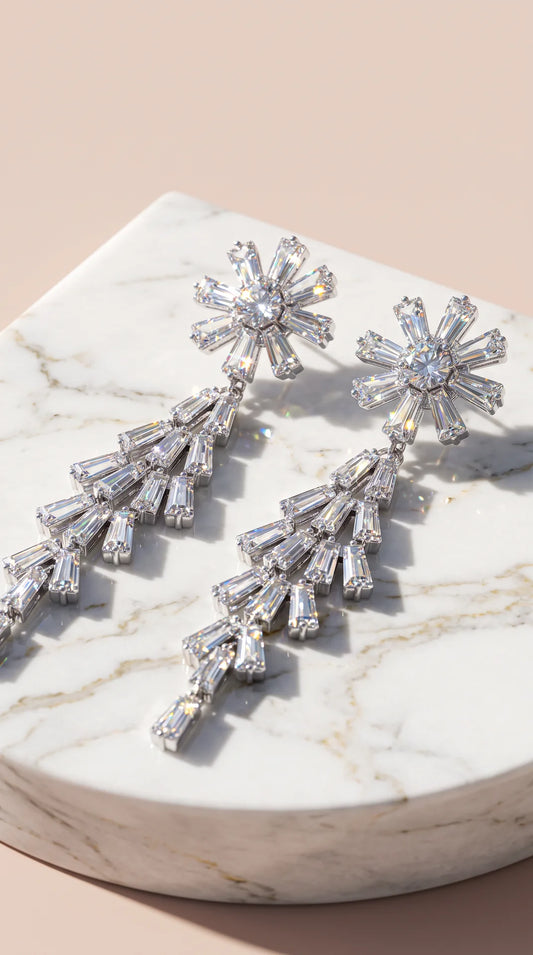 Starburst Crystal Drop & Dangle Statement Earrings