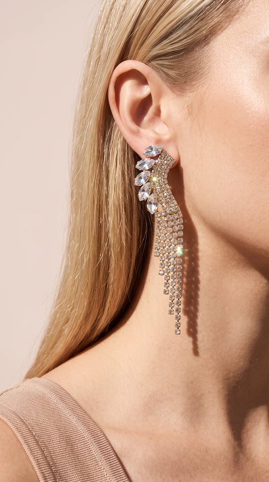 Curved Crystal Drop & Dangle Statement Earrings