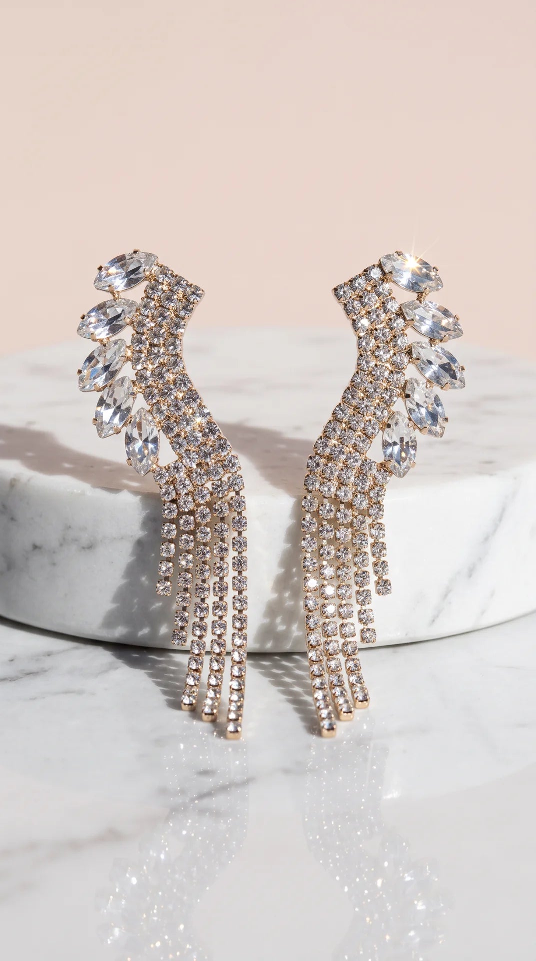 Curved Crystal Drop & Dangle Statement Earrings