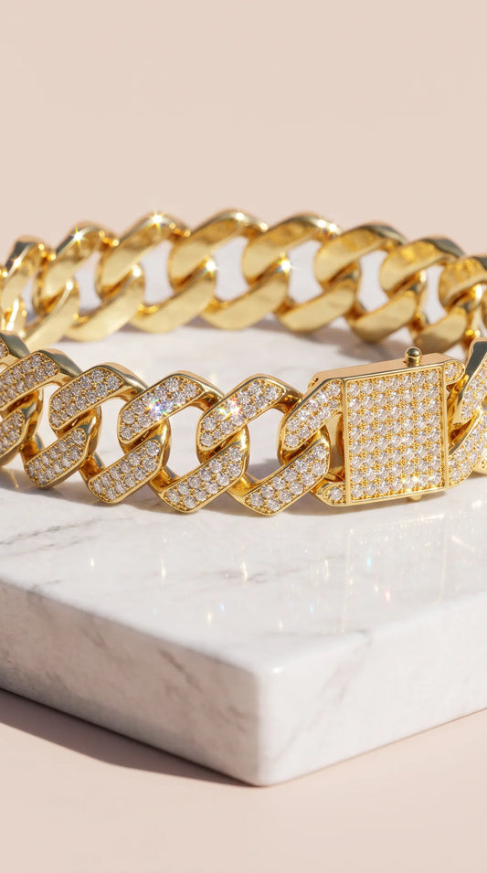 Paved Cuban Link Bracelet with Square Clasp