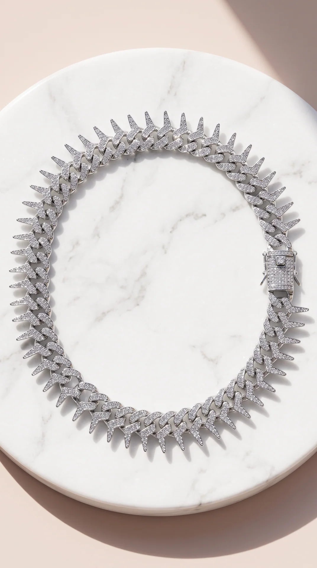 Pavé Link Thorn Spike Curb Chain Necklace