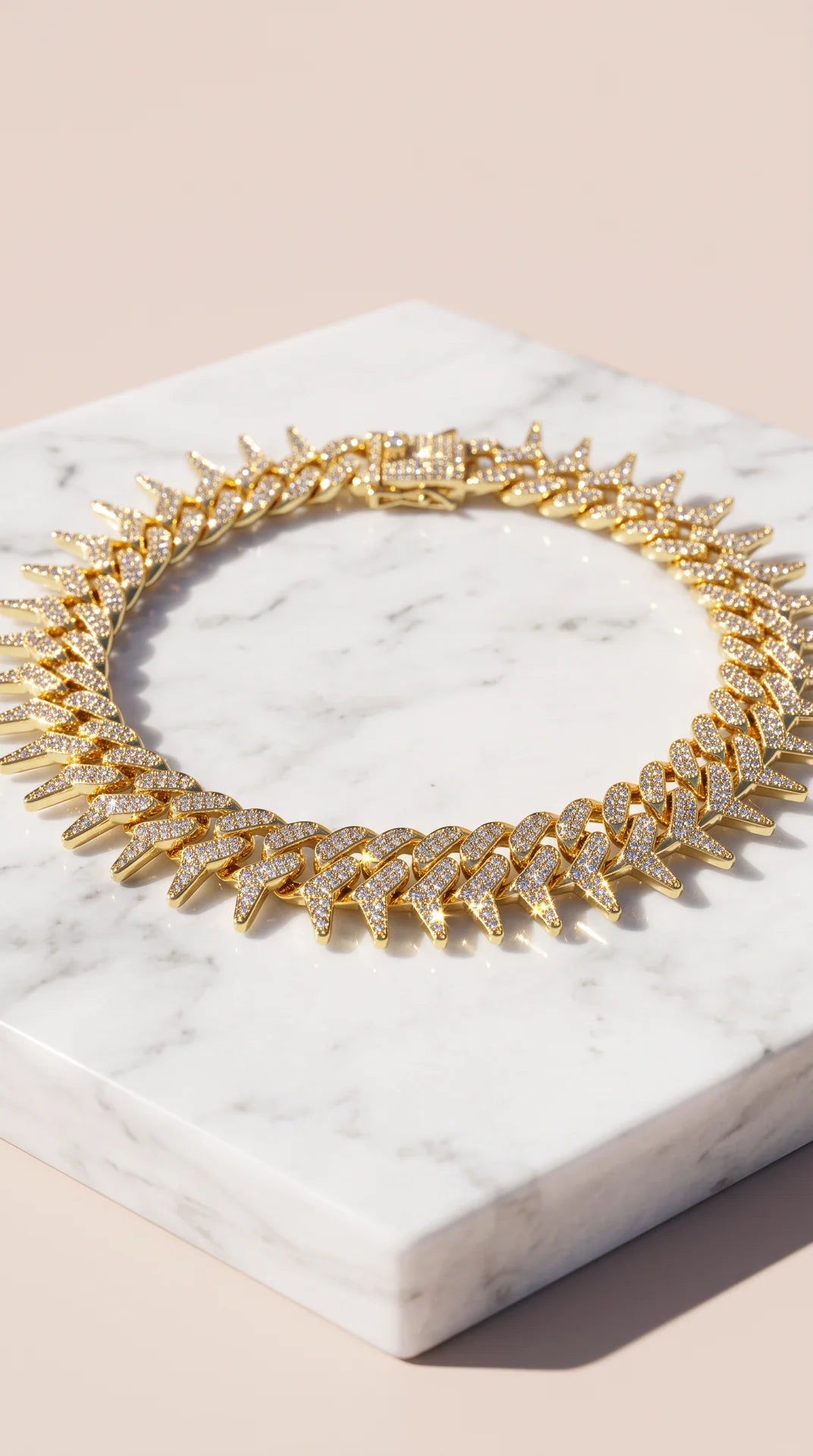 Pavé Link Thorn Spike Curb Chain Necklace