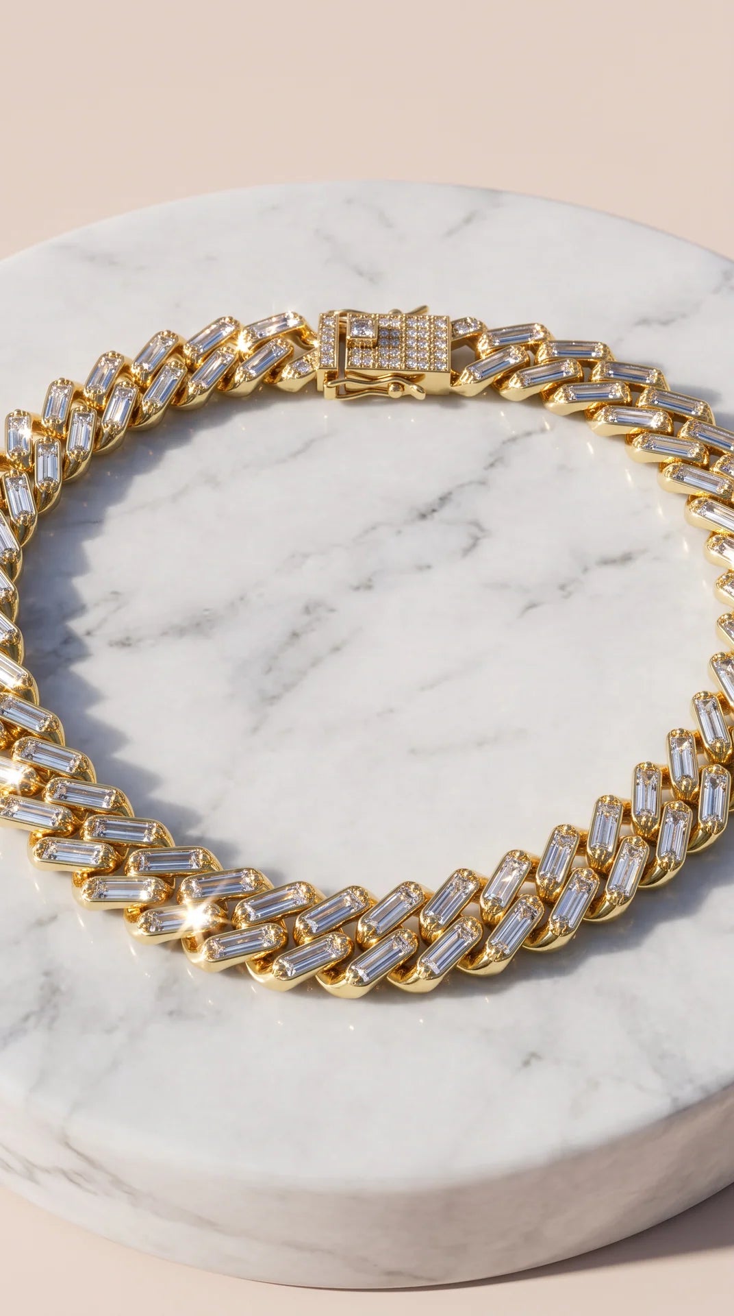 Unisex Crystal Cuban Link Necklace