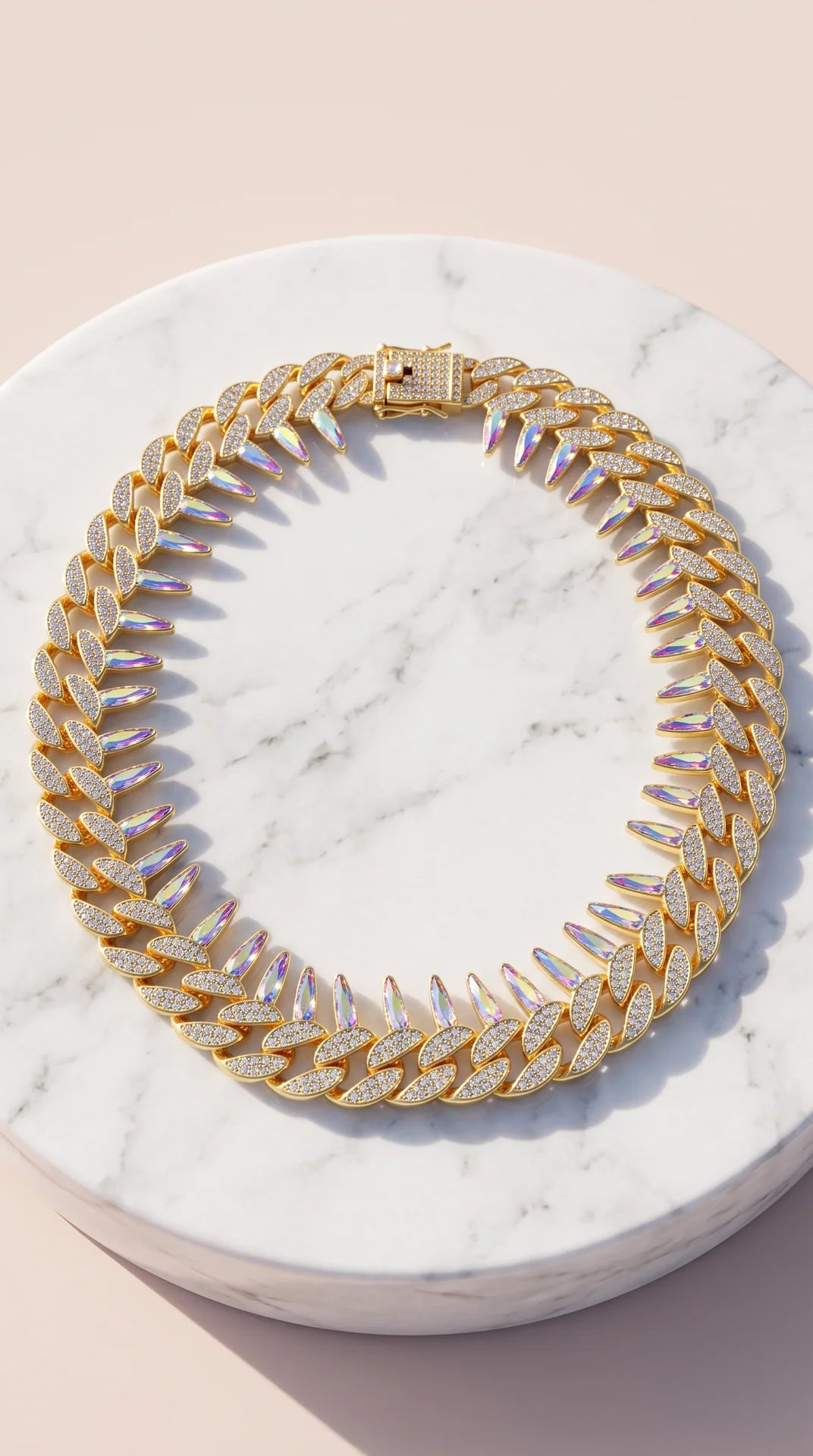 Pavé Link Thorn Spike Curb Chain Necklace