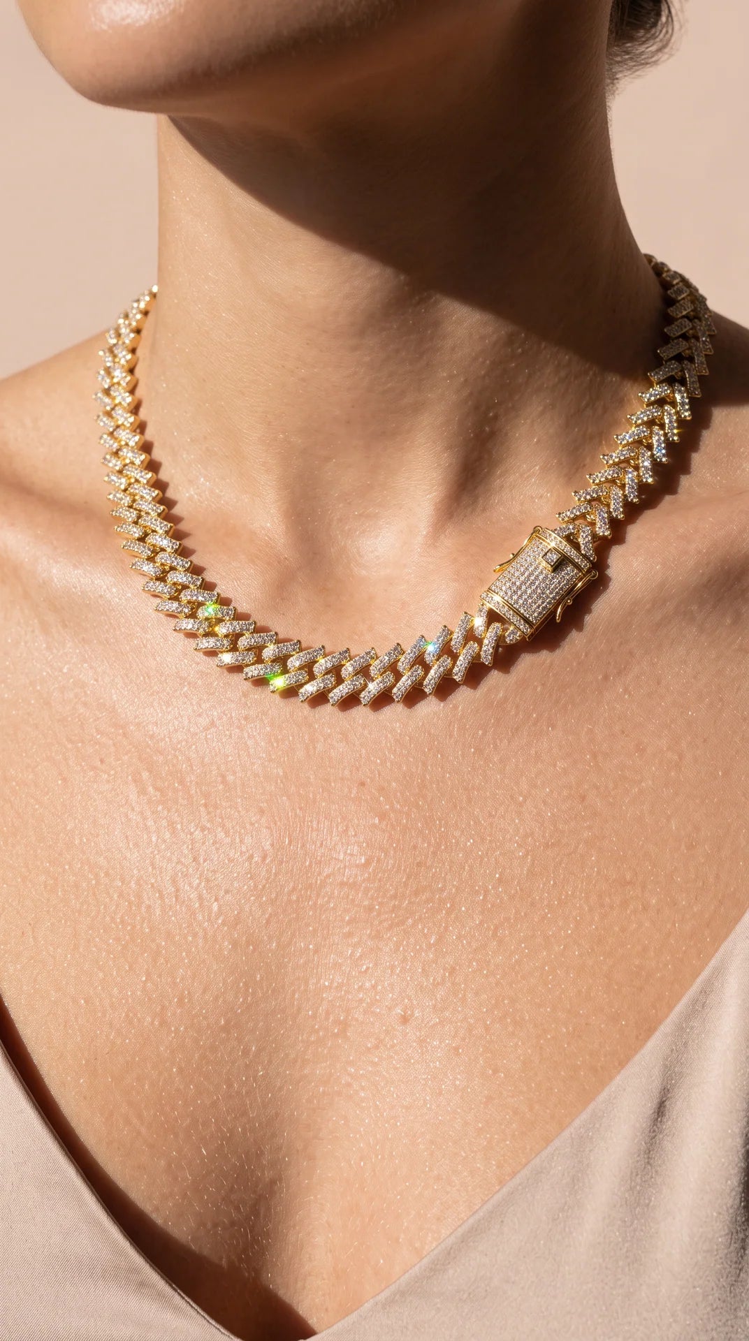 Chevron Crystal Curb Necklace Chain
