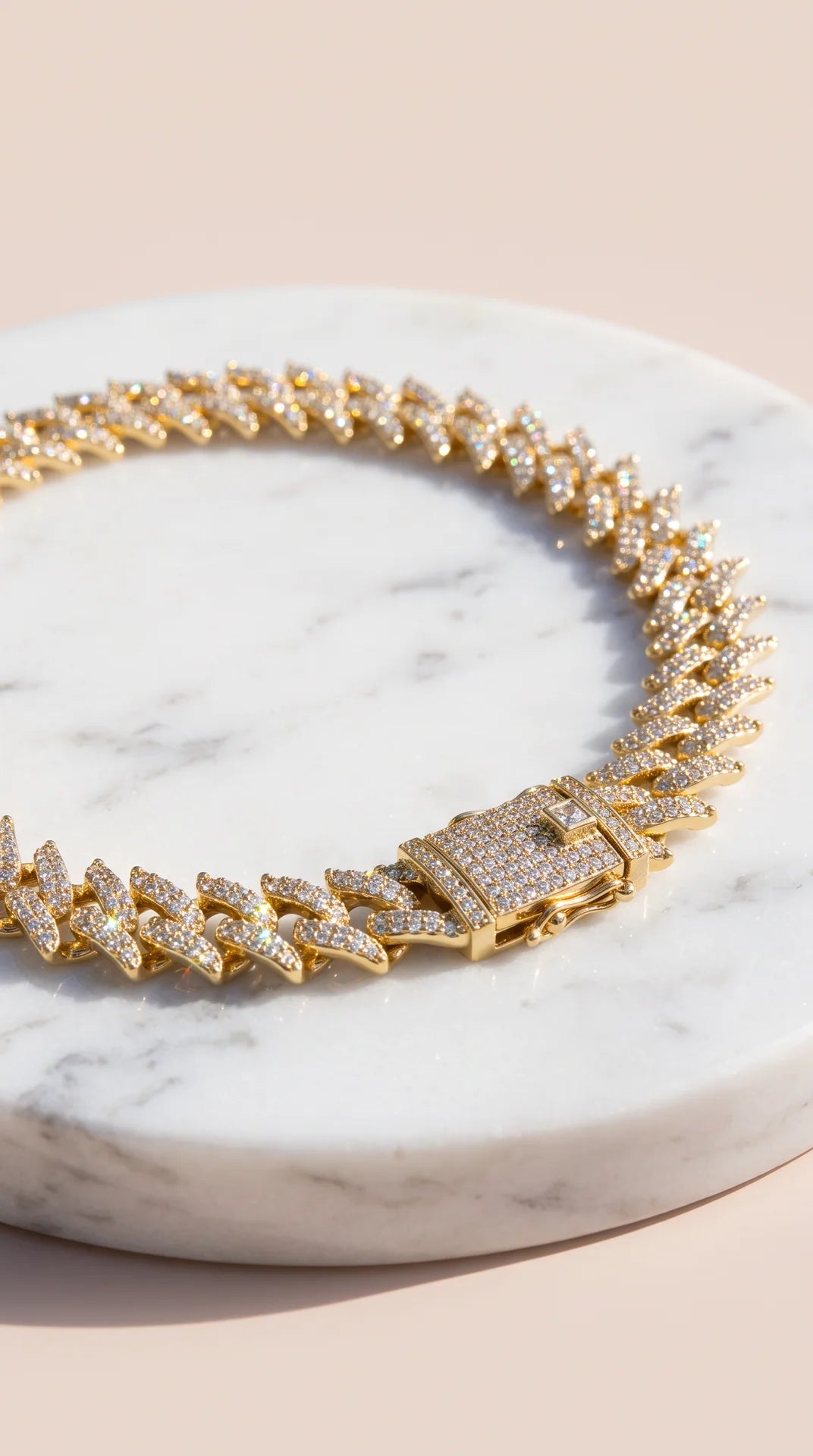Chevron Crystal Curb Necklace Chain