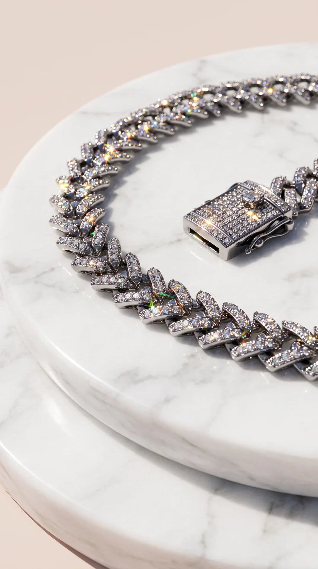 Chevron Crystal Curb Necklace Chain