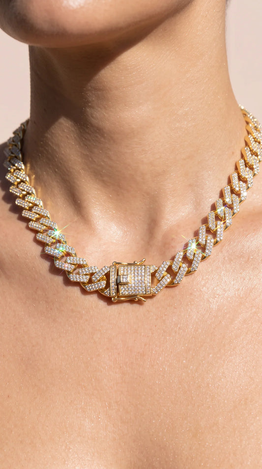 Crystal Paved Cuban Chain link Necklace