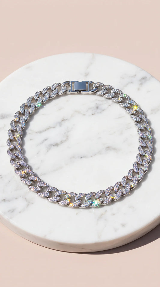 Pavé Cuban Link Curb Chain Necklace