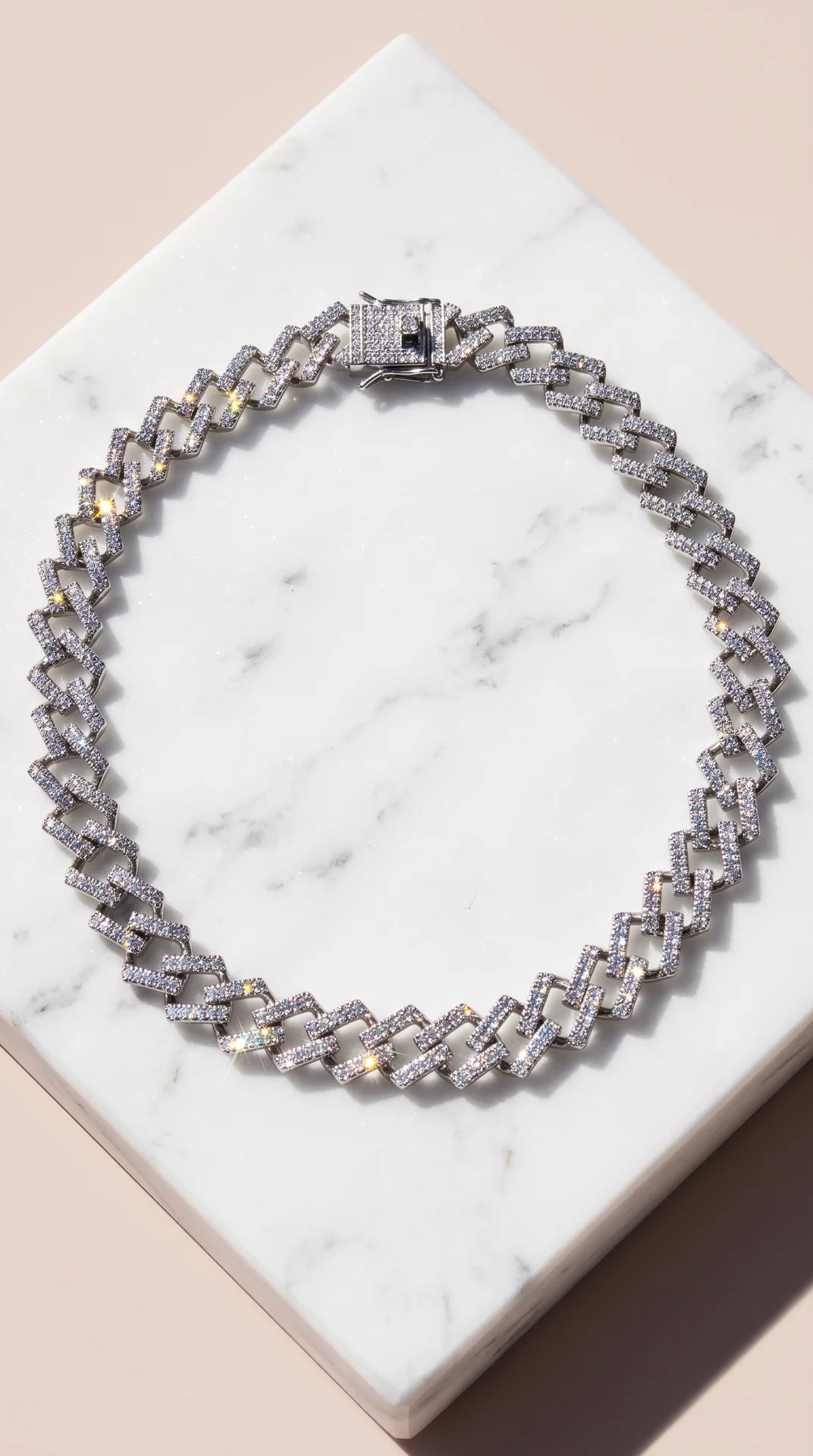 Pavé Cuban Link Curb Chain Necklace