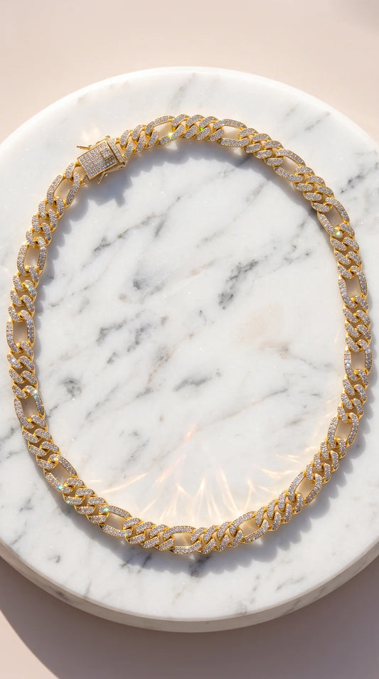 Unisex Gold Paved Cuban Link Necklace