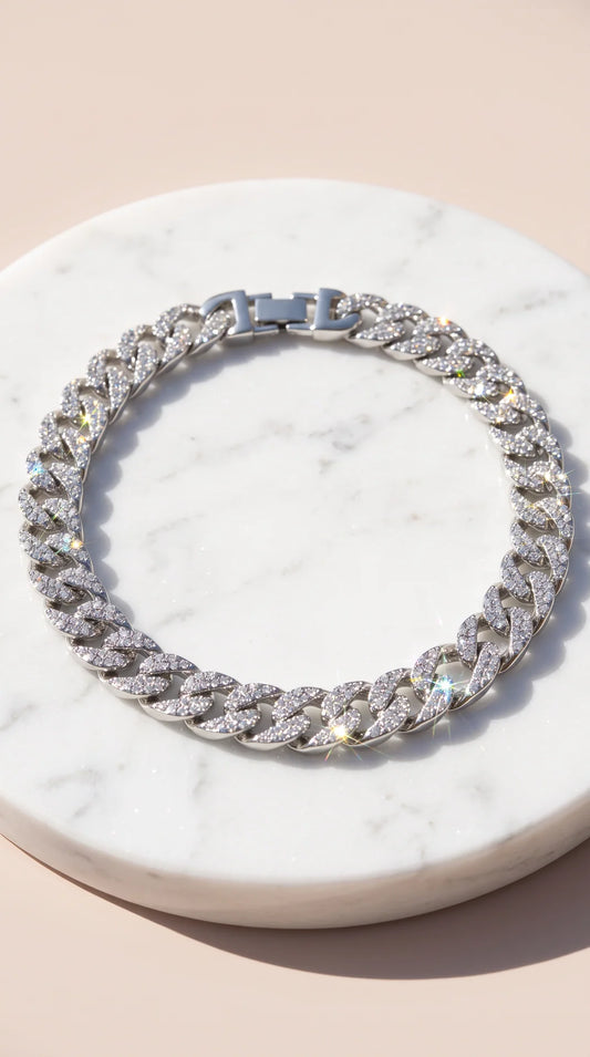 Iced Cuban Link Crystal Necklace Chain