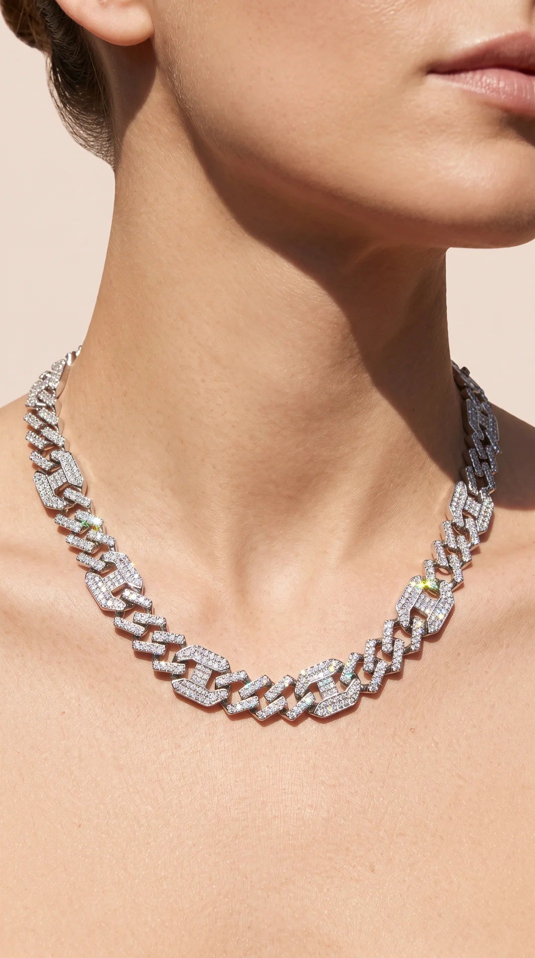 Unisex Crystal Cuban Chain Necklace