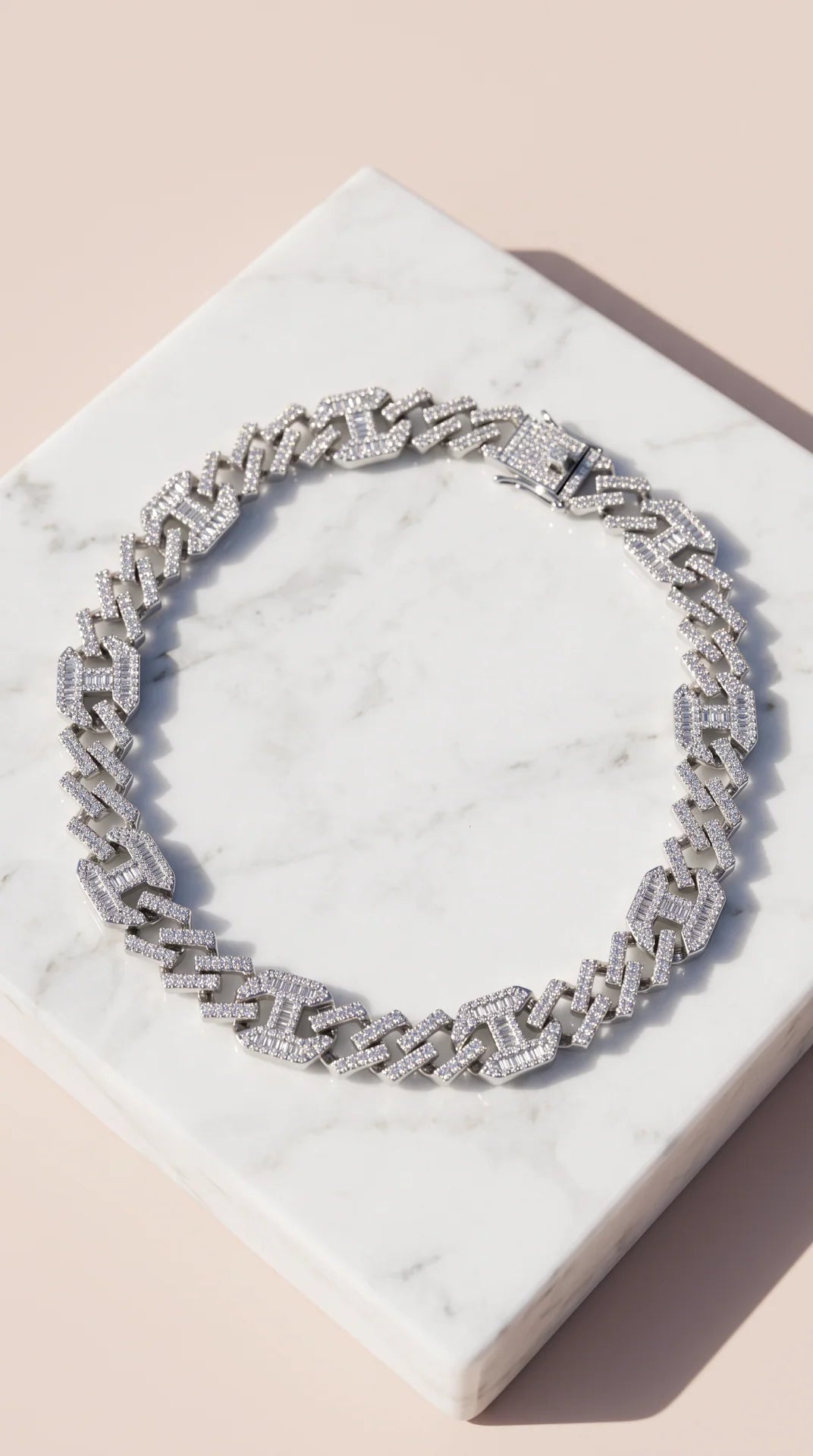 Unisex Crystal Cuban Chain Necklace