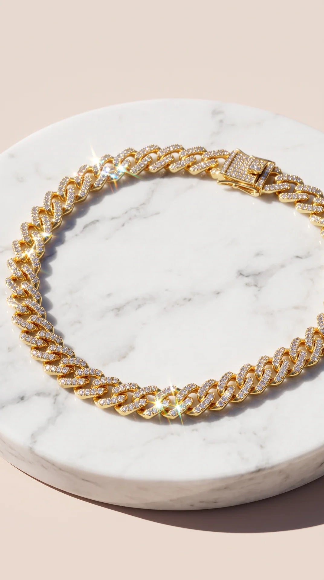 Crystal Accent Cuban Link Necklace Chain