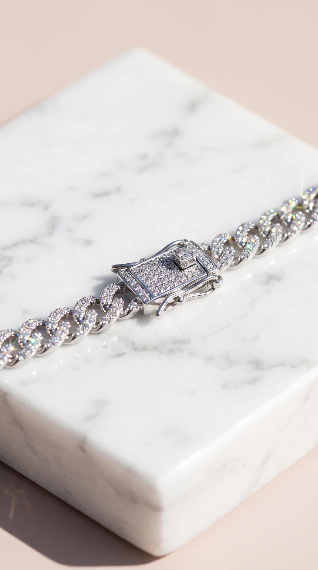 Unisex Rhinestone Cuban Link Statement Necklace