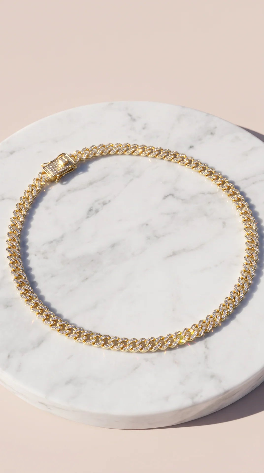 Unisex Rhinestone Cuban Link Statement Necklace
