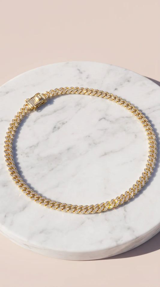 Unisex Rhinestone Cuban Link Statement Necklace