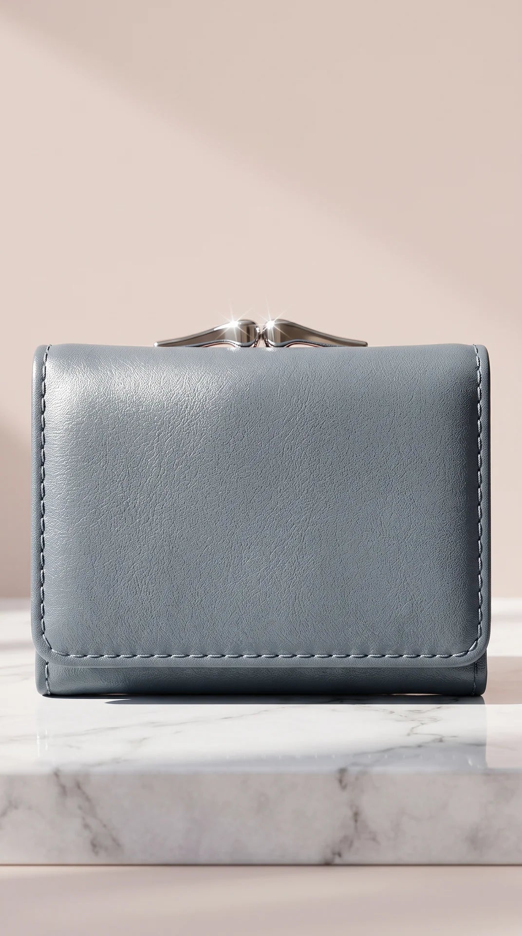 Women's Minimalist Kiss-Lock Multi-Fold Wallet