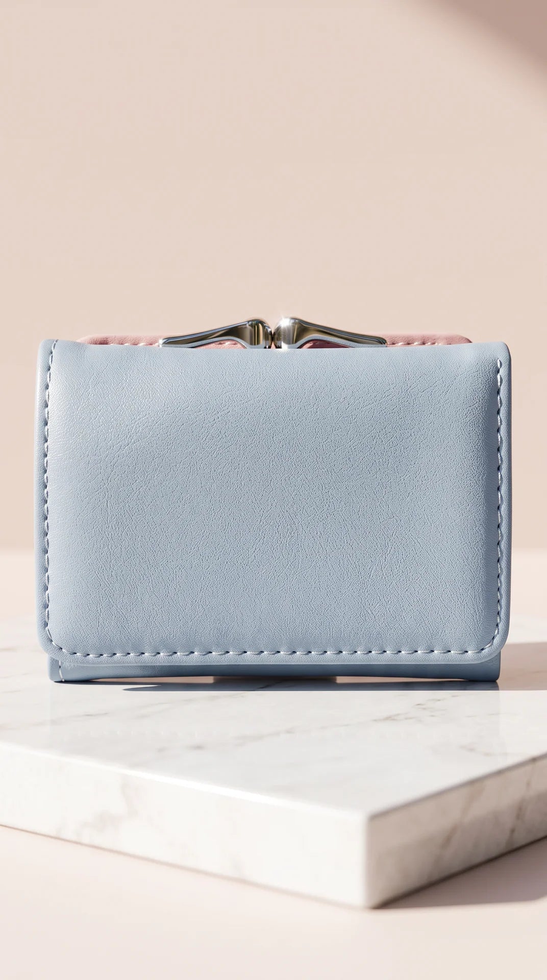 Women's Minimalist Kiss-Lock Multi-Fold Wallet