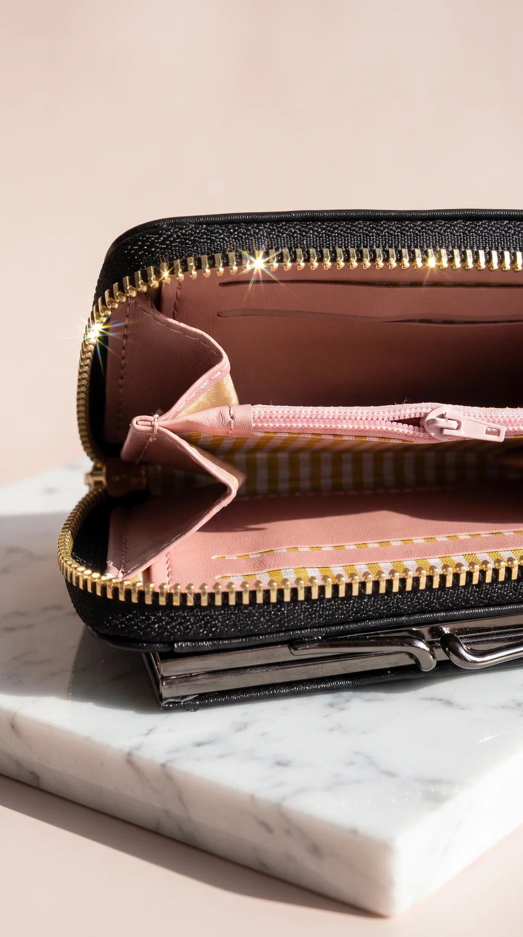 Embroidered Heart Bifold Zip Coin Wallet