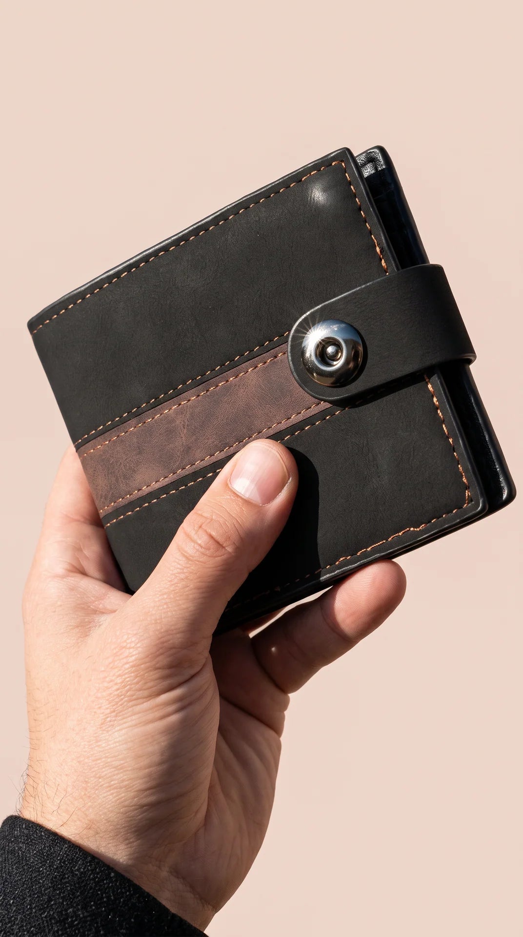 Men's Two-Tone Snap-Closure Leather Bifold Wallet