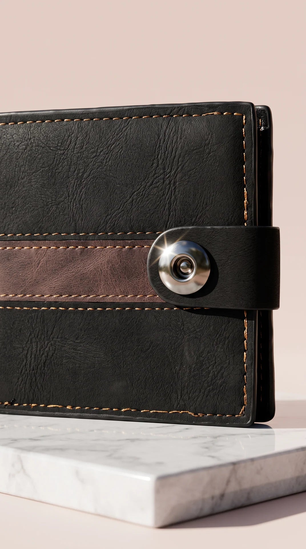 Men's Two-Tone Snap-Closure Leather Bifold Wallet