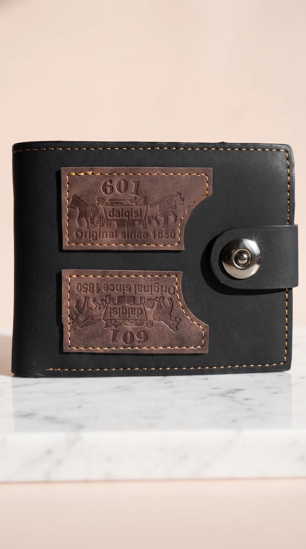 Men's Vintage Patch Leather Bifold Wallet