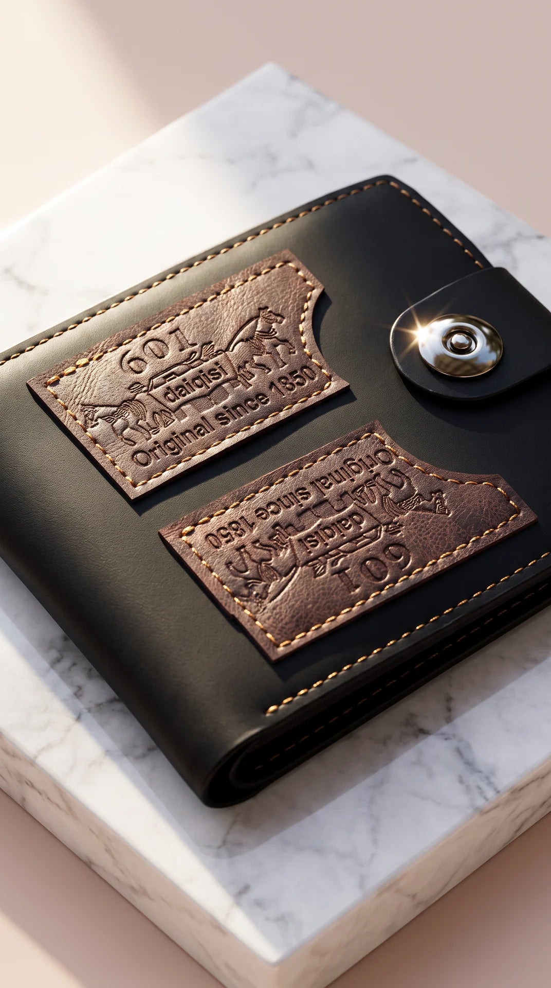 Men's Vintage Patch Leather Bifold Wallet