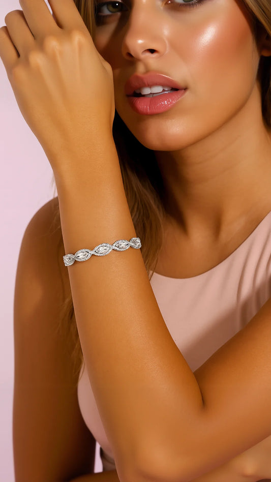 Oval Crystal Link Tennis Bracelet