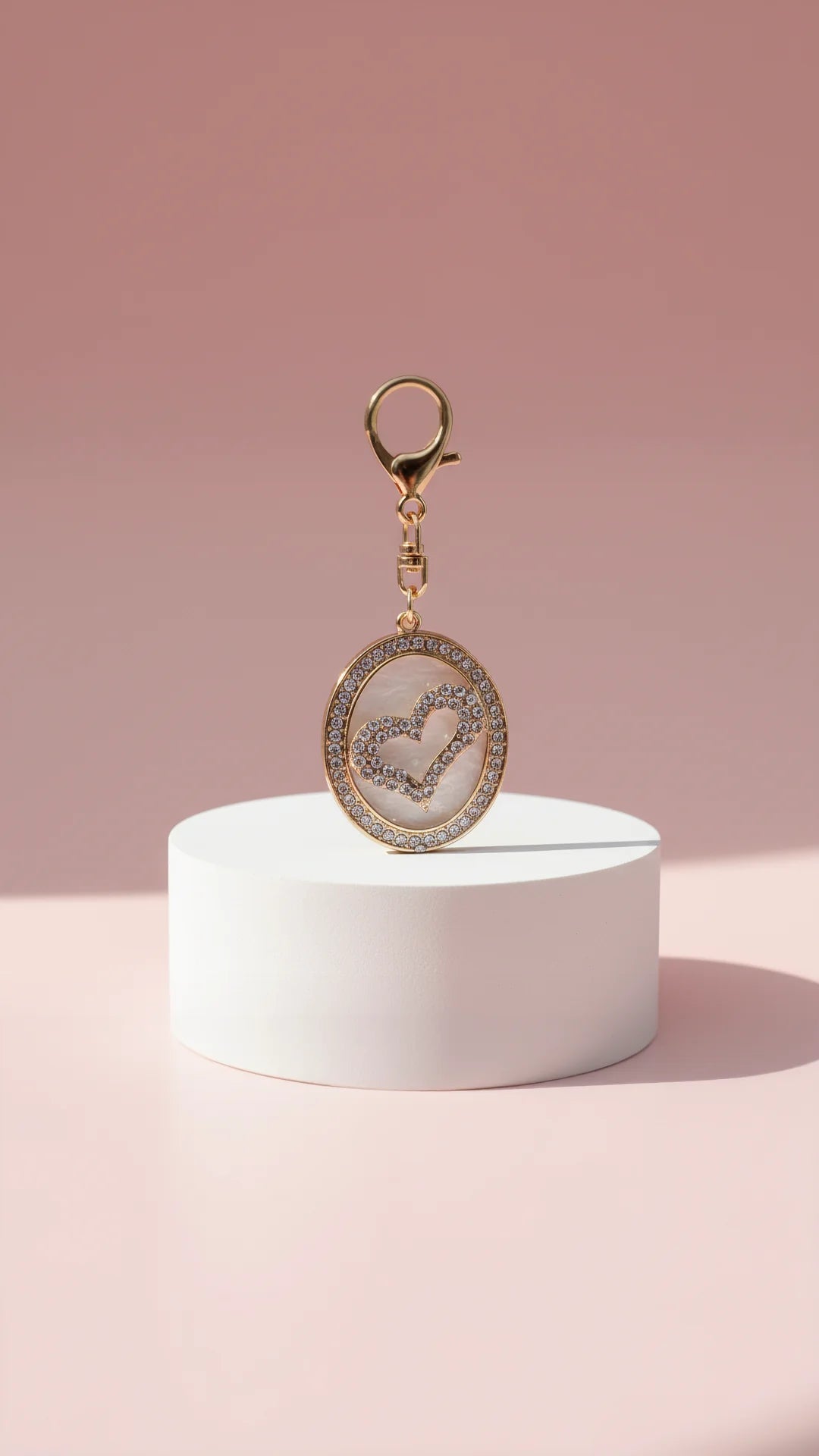 Crystal Oval Heart Key Ring & Bag Charm