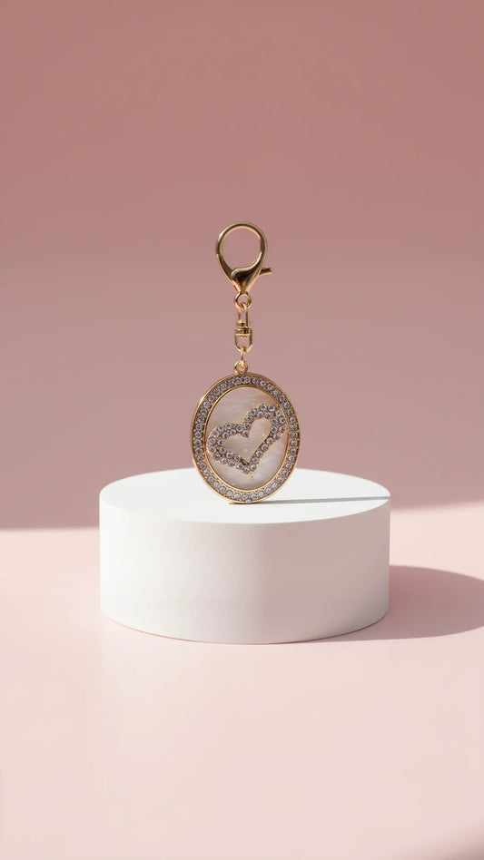 Crystal Oval Heart Key Ring & Bag Charm