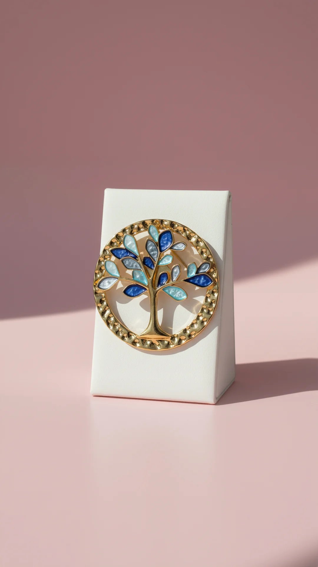 Tee Of Life Hammered Enamel Magnetic Brooch