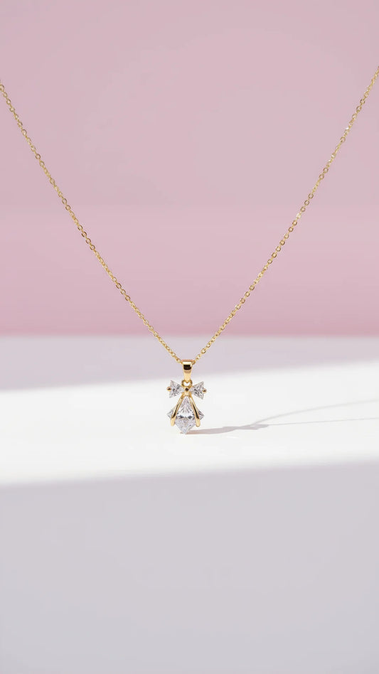 Bow Crystal Pendant Necklace