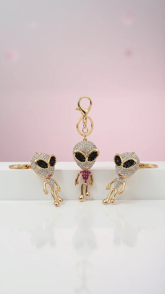 Groovy Alien Crystal Key Ring & Bag Charm