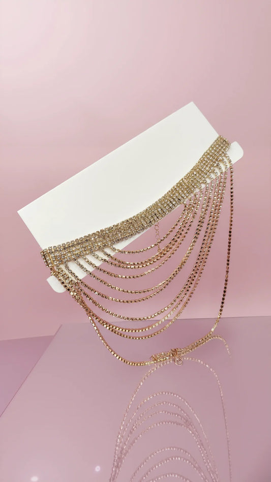 Layered Diamante Crystal Choker Necklace