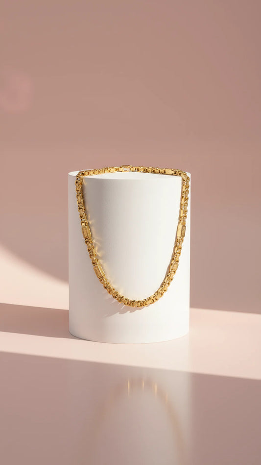 Waterproof Byzantine Cage Chain Stainless Steel Necklace