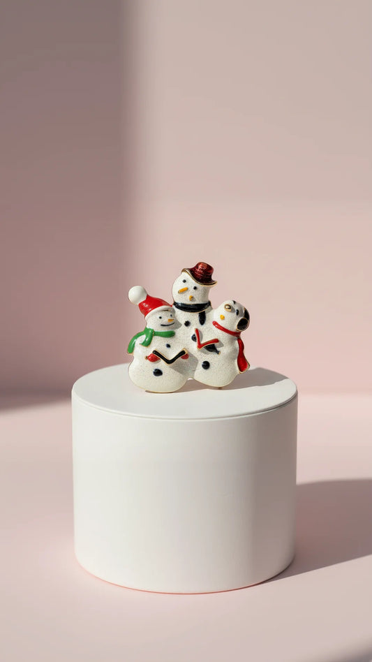 Singing Carols Snowman Festive Brooch