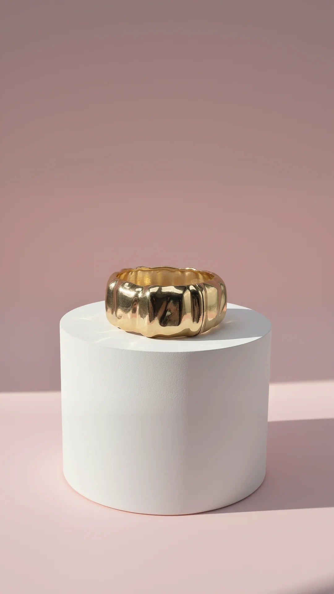 Chunky Melted Ripple Statement Cuff Bangle